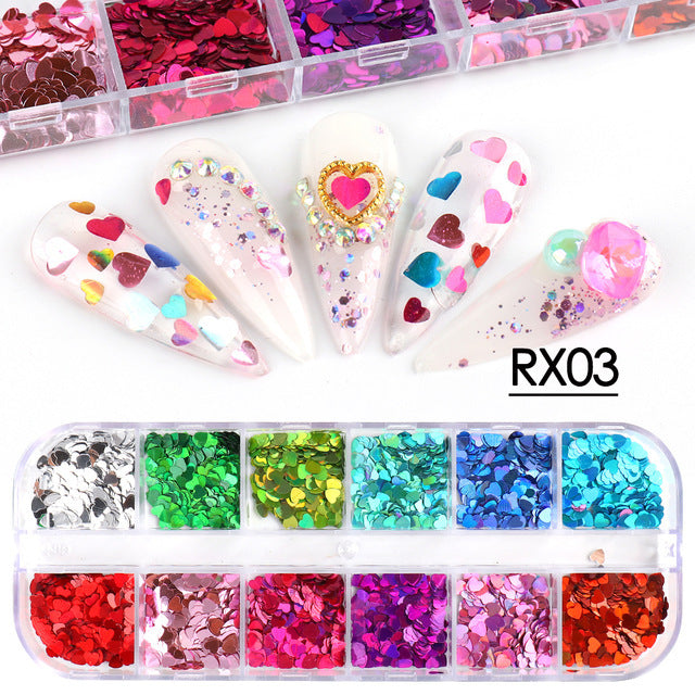 Wholesale 3pcs Butterfly Mica Platinum Fragment Hexagonal Nail Jewelry Patch